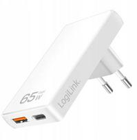 Sieninis USB adapteris LOGILINK PA0368 — 1×USB-A, 1×USB-C, 65W, baltas