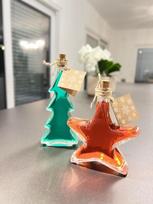 Kalėdinių dekoratyvinių stiklinių buteliukų rinkinys likeriui, 6 vnt., 200 ml — stikliniai grafinai, dovanų buteliai, stikliniai indai likeriui, antpiltinių reikmenys, sulčių pakuotės, buteliai su kamščiu, dovanų rinkinys diy