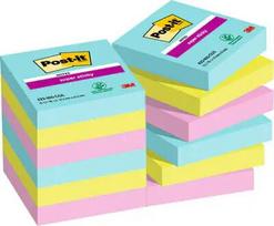 Lipnūs lapeliai Post-It 3M 622-12SS-COS, kvadratiniai 47,6×47,6 mm, 90 lapų, mėlyna/žalia/rožinė