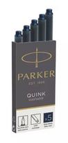 Parker 1950385 rašalo kasetė, juoda, mėlyna, 5 vnt.