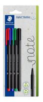 Finelineris Staedtler 334-S BK4 itin smulkus juoda mėlyna žalia raudona 4 vnt.