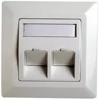 Rėmelis RJ45 adapteriui Cat.5e Telegärtner H02010A0040 45° dvigubas 80x80 mm alpinė balta