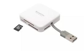 Card reader PNY All in One Reader – USB 2.0, 480Mbit/s, palaiko CF/SD/MicroSD/MS/MiniSD/MMC, baltas, 54×54×13 mm, 29 g