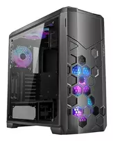 PC korpusas AZZA STORM ARGB Full Tower — juodas, ATX/Micro-ATX/EATX, 2x 3,5 colio + 6x 2,5 colio vietos, iš anksto sumontuoti ARGB ventiliatoriai