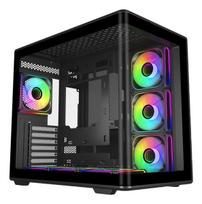 PC korpusas Cooler Master Elite 600 Midi Tower, juodas, su grūdintu stiklu, tinka ATX/Micro-ITX, 3x120 mm šoniniai + 1x120 mm galiniai ventiliatoriai, 2x3,5 colio + 2x2,5 colio vietos