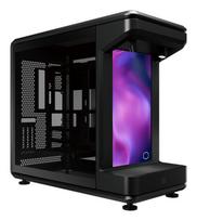 PC Full Tower korpusas Cooler Master MasterFrame 360 STAGE LCD — juodas/permatomas, 15,6 colio (39,6 cm) 1920×1080 LCD, ATX maitinimo šaltinis, palaiko 120/140/180/200 mm ventiliatorius, 120–360 mm radiatorius