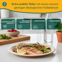 Vienkartinės popierinės lėkštės 400 vienetų smėlio spalvos 25 cm indai — suyrančios medžiagos, cukranendrių lėkštės, kepsninės rinkinys, kompostuojamos lėkštės, vakarėlių indai, mikrobangų lėkštės