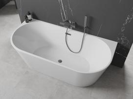Mexen Oval laisvai stovinti sieninė vonia 140 x 75 cm, balta, persipylimo gun metalas - 52671407500-95
