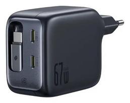 Įkroviklis Baseus EnerCore CJ11 Greitasis Įkroviklis 3C 67W — 3× USB-C, AC įvestis, Juodas