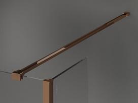 Mexen Kioto dušo siena Walk-in 130 x 90 x 40 cm, juodas rėmelis, rožinis auksas - 800-130-090-221-60-70-040