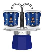 Bialetti 0005349 Moka puodas juodai mėlynas aliumininis su nerūdijančiu plienu