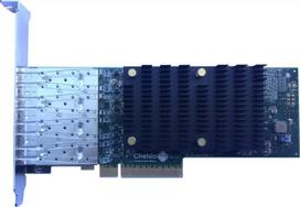 Tinklo adapteris Chelsio T540-LP-CR — 4 prievadai 1/10GbE SFP+, žemo profilio, PCIe x8 Gen3, 32 000 jungčių