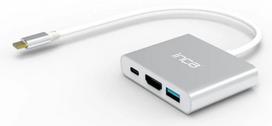 USB Type-C sąsajos stotelė INCA ITPC-04T — HDMI, Thunderbolt 3, USB 3.2 Gen1, 5000Mbit/s, 2160p, sidabrinė/balta