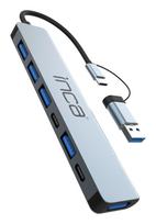 USB Hub Inca IUTP-7T USB 3.2 Gen 1 Type-A Type-C 5000Mbit/s Pilka