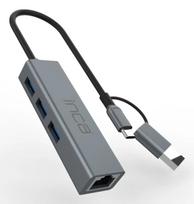 USB Hub Inca IUTP-03TX Type-A Type-C 10000Mbit/s Pilka