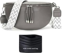 Stilingas moteriškas crossbody krepšys, juosmens rankinė, pilka 25x15x8 cm — moteriška rankinė, mažas krepšys, krepšys per petį, dirbtinės odos rankinė, juosmens krepšys, telefono krepšys, kasdienė rankinė