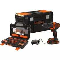 Akku-Schlagbohrschrauber BDCHD18S1KA, 18Volt (schwarz/orange, Li-Ionen Akku 1,5Ah, inkl. 104-teiliges Zubehör-Set)