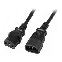 EFB-Elektronik ilginimo laidas C14 180° - C13 180°, juodas, 0,5 m, 3 x 0,75 mm²