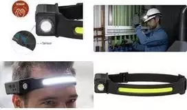 ANSMANN LED-Kopflampe HD240RS, 240 Lumen, wiederaufladbar schwarz, mit Sensor, COB- & Spot-LED, 5 Leuchtfunktionen, - 1 Stück (1600-0765)