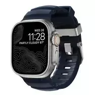 NOMAD Rocky Point Band – dirželis, skirtas Apple Watch 46mm/49mm, iš FKM ir titano (atlanto mėlyna, natūrali apkausta)