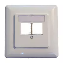 EFB Elektronik 2 prievadų Keystone rėmelio rinkinys ET-25091 – tiesiam DIN49075 lizdui, RAL9003 baltas, 80×80 mm rėmas su 50×50 mm centrine plokšte