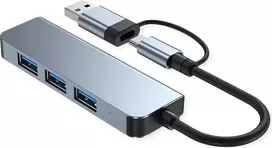 VALUE Metal Hub, 4 prievadai, USB-A+C, 1x USB-A 3.0, 3x USB-A 2.0 (12.99.1145)