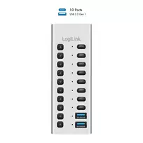 USB 3.2 Gen1 10 prievadų USB-A/C šakotuvas su atskirais jungikliais