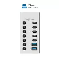 USB 3.2 Gen1 7 prievadų USB-A/C šakotuvas su atskirais jungikliais