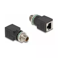 Delock M12 adapteris X-coded 8 kontaktų kištukas į RJ45 lizdą tiesus