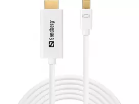 Sandberg MiniDP 1.2 > HDMI 4K 2m laidas, 2 m, Mini DisplayPort, HDMI, Kištukas, Kištukas, Baltas
