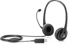 HP Stereo USB ausinės, laidinės, biurui/skambučių centrui, 20 - 20000 Hz, 110 g, Juodos