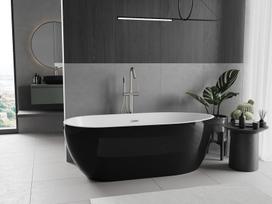 Mexen Eos laisvai pastatoma vonia 170 x 75 cm, balta/juoda, pervadinimas nikeliu šlifuotas - 52471707575-97