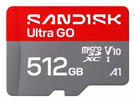 SanDisk Ultra GO microSDXC 512GB UHS-I U1 V10 A1 — iki 190MB/s skaitymo, su SD adapteriu, SDSQUGN-512G-GN6MN