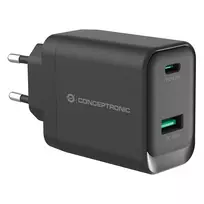 Conceptronic ALTHEA20B45 45W GaN USB-C PD & USB-A QC 3.0 Dual-Port Wall Charger Black