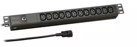 EFB Electronics EK631CC.1 19 inch 1U maitinimo skirstytuvas (PDU) su 12x C13 lizdų, C14 įvadu, 2m laidu, juodas