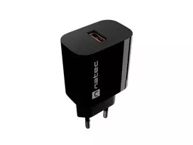 Natec Ribera USB-A sieninis įkroviklis 18W juodas