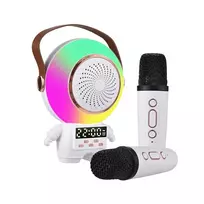 Extralink Kids Astro LED Karaoke Belaidis Garsiakalbis su Dviem Mikrofonais Baltas