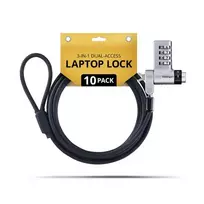 StarTech.com UDUOKA10-LAPTOP-LOCK 10 vnt. 3-in-1 nešiojamojo kompiuterio spyna - vienodo rakto/kombinuota apsauginė kabelio spyna - apsauga nuo vagystės - juoda ir sidabrinė - 2 m - TAA atitiktis