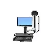 Ergotron StyleView Sit-Stand Combo System su Darbo Paviršiumi ir Mažu Juodu CPU Laikikliu