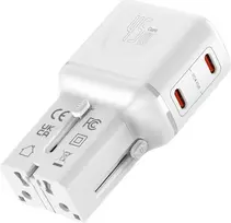 VALUE USB kelioninis įkroviklis, EU/UK/US, 2x USB-C, 45W