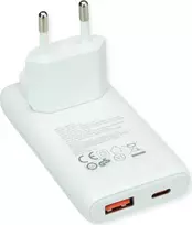 VALUE USB Wall Charger, EU/US Plug, 2x USB (A+C), 65W