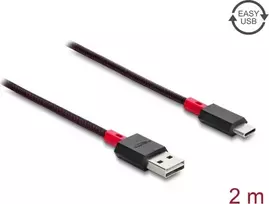Delock EASY-USB 2.0 laidas Type-A Kištukas į USB Type-C Kištuką 2 m Juoda
