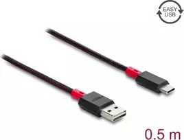 Delock EASY-USB 2.0 laidas USB Type-A kištukas – USB Type-C kištukas 0,5 m juodas (81541)