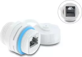 Delock RJ45 Jungtis Cat.6A Moteriška-Moteriška su M23.5 x 1.5 mm Sriegiu ir Apsauginiu Dangteliu IP68 Dulkėms ir Vandeniui Atspari Balta (87156)