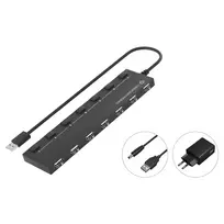Conceptronic 7 prievadų USB 2.0 šakotuvas su maitinimo adapteriu - juodas (HUBBIES08BP)