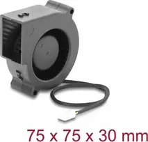 Delock Radialinis Pūtimo Ventiliatorius 12 V DC 75 x 75 x 30 mm su 3 Kontaktų Jungtimi, Juodas (67495)