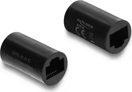 Delock RJ45 Female to Female Coupler Cat.6 Cylindrical Shape Black (90836)