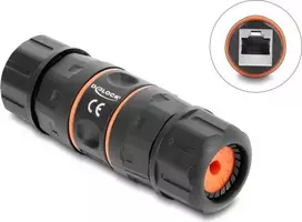 Delock RJ45 Female to RJ45 Female Cable Connector Cat.6A with M23.5 x 1.5 mm Thread Short Design IP68 Dust and Waterproof