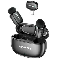 AWEI MK5 Duo Ai-Voice Black Wireless Lavalier Microphone
