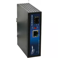 ALLNET ALL-MCI2011P-60W Pramoninis PoE medijos keitiklis, 1x 10/100/1000Base-T RJ45 į 1x 1000Base-X SFP, 60W PoE, DIN bėgis, juodas